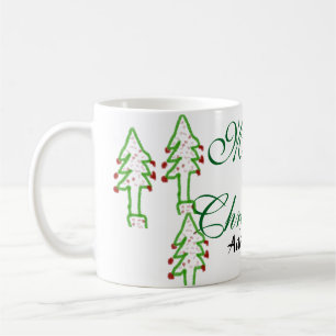 Mug Joyeux Noël vert sapin rouge cerise de Noël