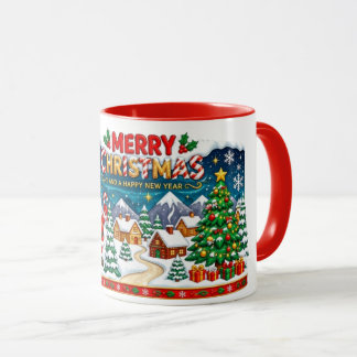 Mug Joyeux Noël Village enneigé et sapin de Noël
