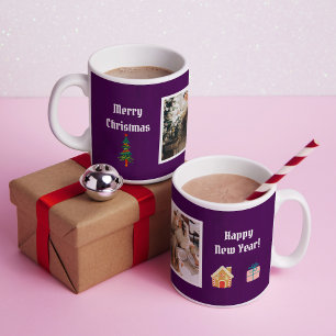 Mug Joyeux Noël violet photo de famille