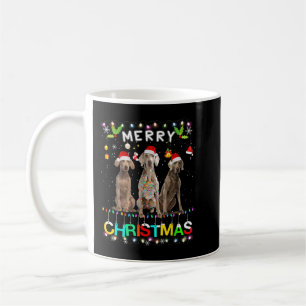 Mug Joyeux Noël Weimaraner Chemise Santa Hat Lumières