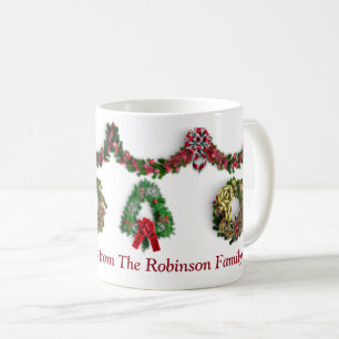 Mug Joyeux Noël Wreath Joyeux Fêtes Personnaliser