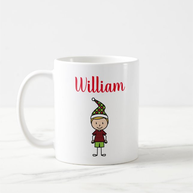 Mug joyeux nom de Noël enfant garçon personnage (Gauche)