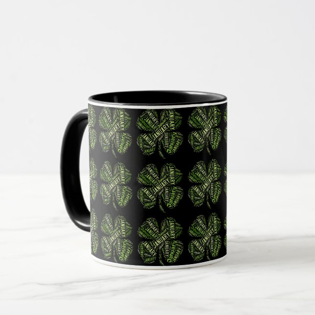 Mug Joyeux Nouvel An Janvier Bonne Chance Clovers Luck (Devant gauche)