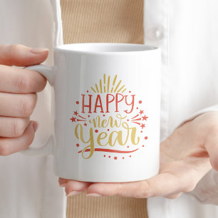 Mug Joyeux Nouvel An Thé de café Typographie Cadeau d'