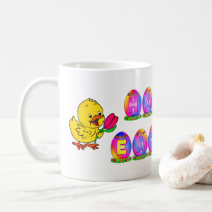 Mug Joyeux Oeufs de Pâques avec poussette jaune et tul
