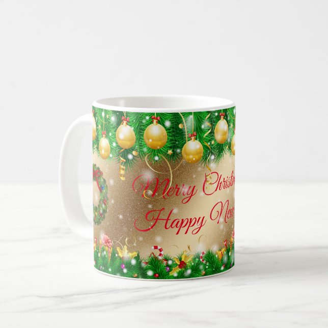 Mug Joyeux or de Noël (Devant gauche)