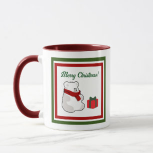 Mug Joyeux Ours Polaire à l'Écharpe Rouge, Dessin de N