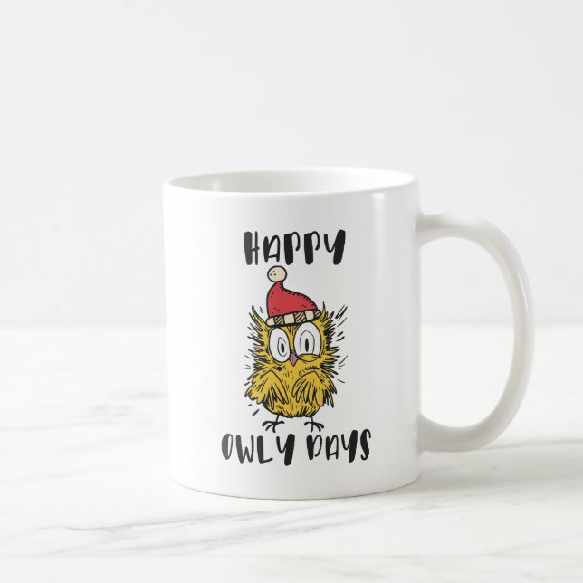 Mug Joyeux Owly Days Funny Père Noël Owl (Droite)