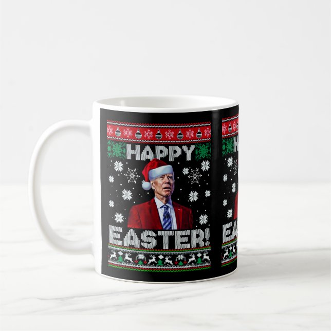 Mug Joyeux Pâques drôle Joe Biden Père Noël Noël (Gauche)