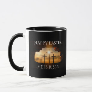 Mug Joyeux Pâques Il est ressuscité Trois Croix Fête