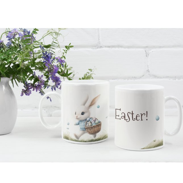 Mug Joyeux pâques, lapin de Pâques marchant avec des o (Créateur téléchargé)