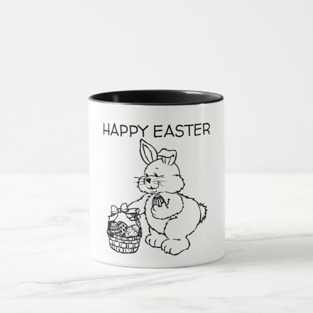Mug Joyeux Pâques ou votre texte mignon lapin de Pâque (Centre)