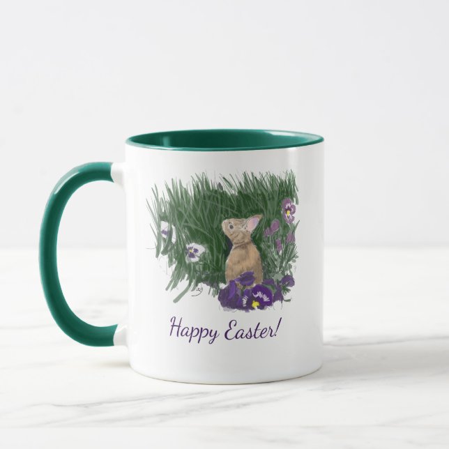 Mug Joyeux Pâques | Violettes violettes violettes lapi (Gauche)