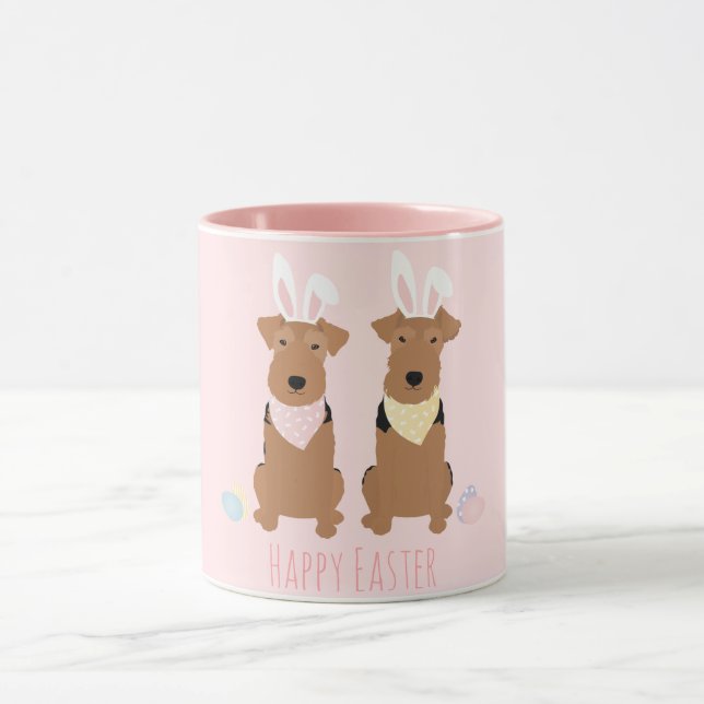 Mug Joyeux Pâques Welsh Terriers Chiens Lapin Oreilles (Centre)