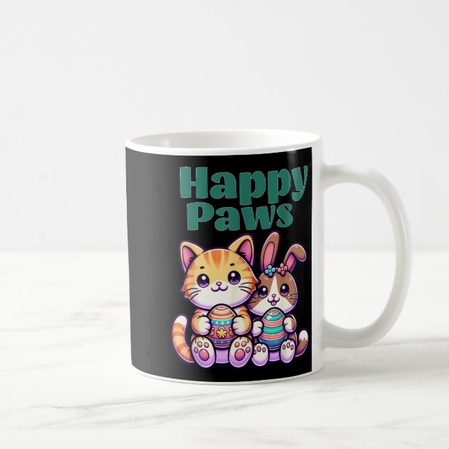 Mug Joyeux Pattes Lapin Mignon Chat Pâques Oeuf Ami An (Droite)