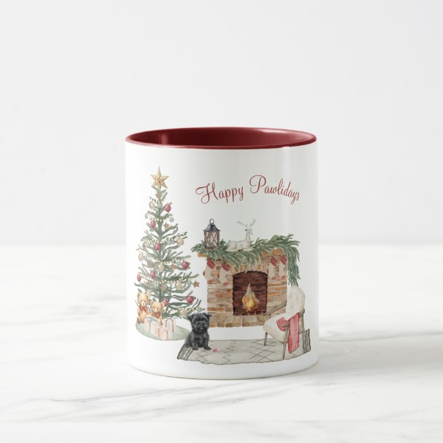 Mug Joyeux Pawlidays Design de Chien - Affenpinscher (Centre)