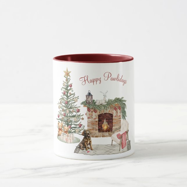 Mug Joyeux Pawlidays Design de Chien - Labrador Chocol (Centre)