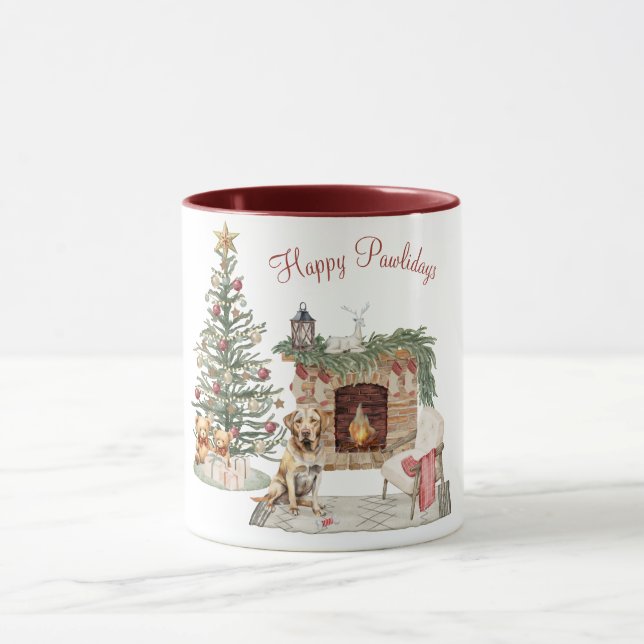 Mug Joyeux Pawlidays Design de Chien - Labrador Retrie (Centre)