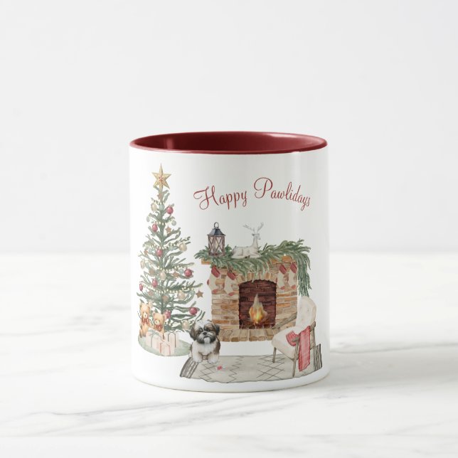 Mug Joyeux Pawlidays Design de Chien - Shih Tzu (Centre)