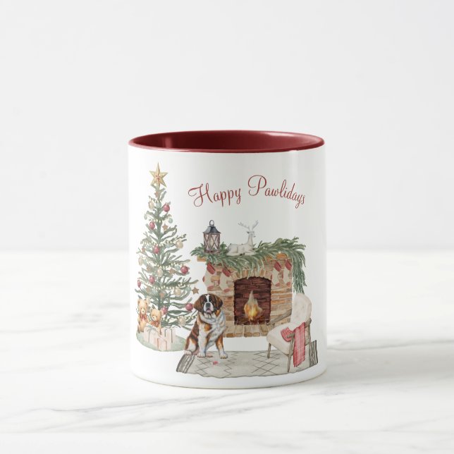 Mug Joyeux Pawlidays Design de Chien - St-Bernard (Centre)