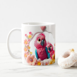 Mug Joyeux perroquet et fleurs de la fête des mères en