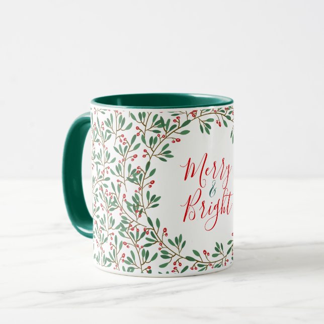 Mug Joyeux personnalisé & Bright mule cadeau de Noël (Devant gauche)