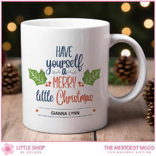 Mug Joyeux petit Noël Holly Leaf personnalisé