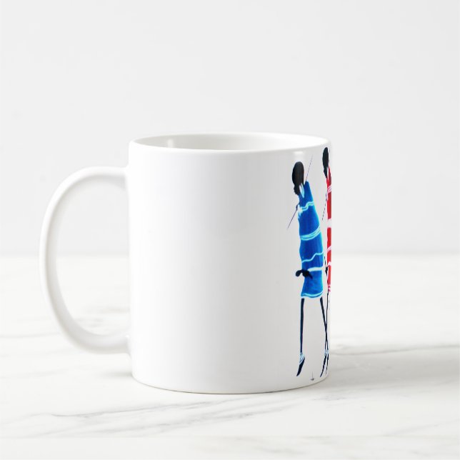 Mug Joyeux peuple Massaï Guerriers Marcher Art Imprime (Gauche)