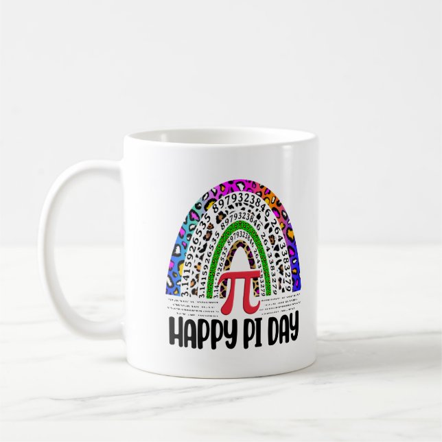 Mug Joyeux Pi Day Mathématique Leopard Rainbow (Gauche)