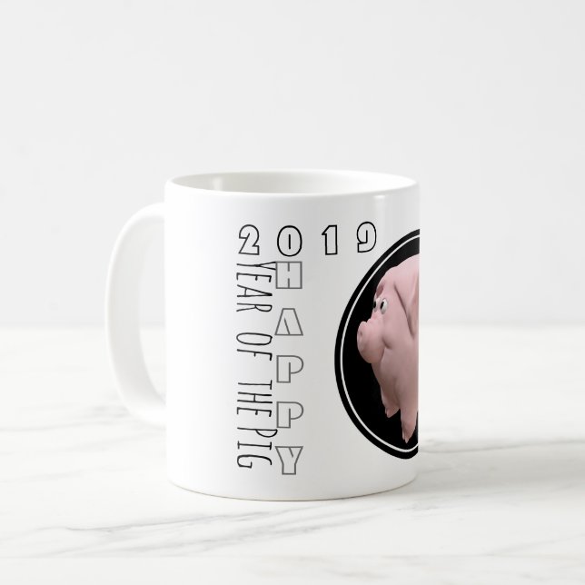 Mug Joyeux PIg Année Zodiac Anniversaire 3D personnali (Devant gauche)
