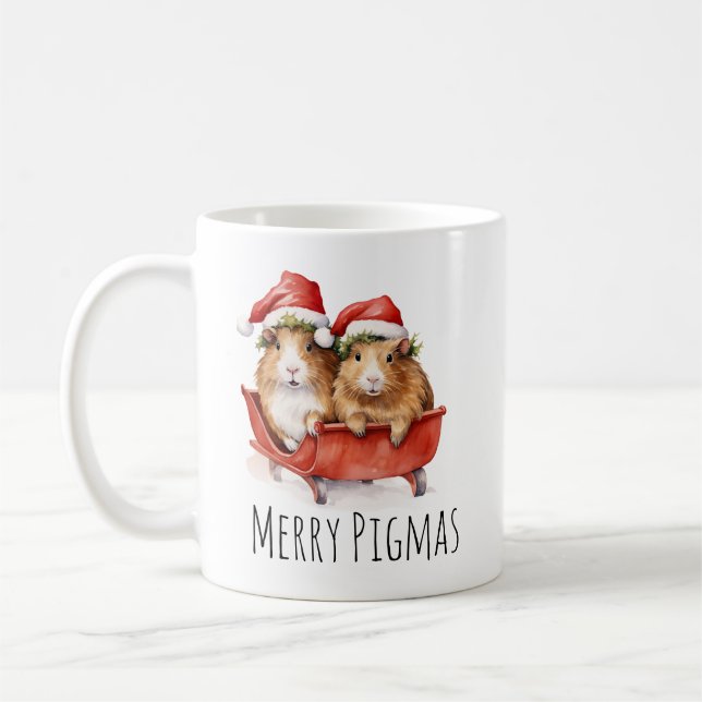 Mug Joyeux Pigmas Noël Guinée porc café (Gauche)
