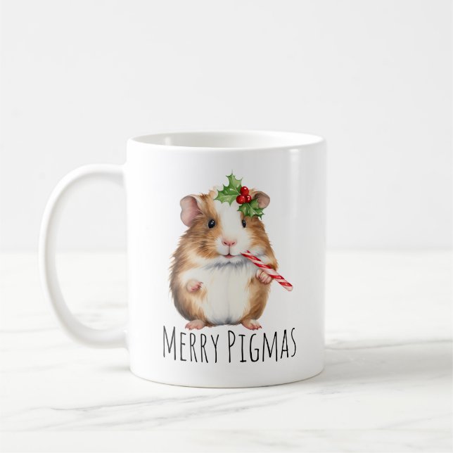 Mug Joyeux Pigmas Noël Guinée porc café (Gauche)