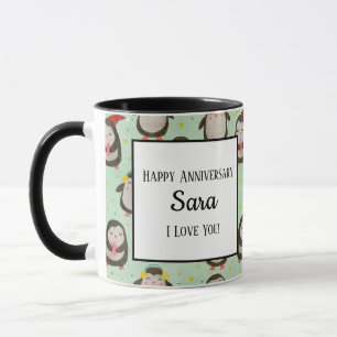 Mug Joyeux pingouins portant des chapeaux de Père Noël