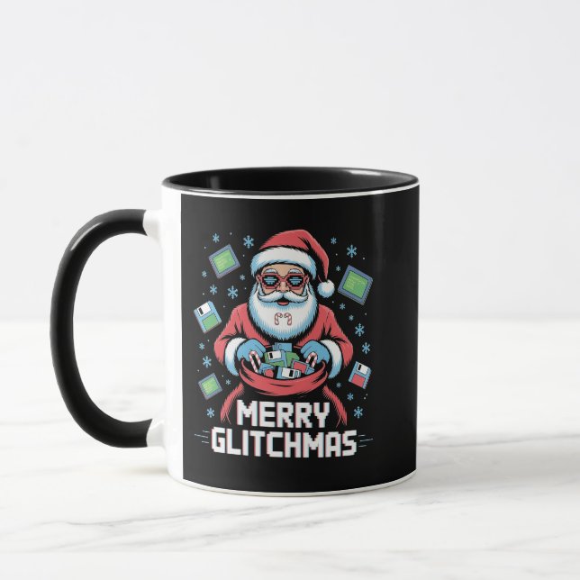 Mug Joyeux programmeur de codage Glitchmas Père Noël N (Gauche)