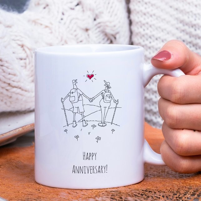 Mug Joyeux Randonnée Mariage Anniversaire Red Heart (Créateur téléchargé)