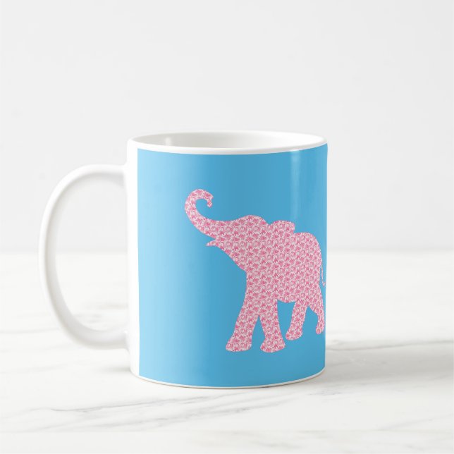 Mug Joyeux rose Elephant-Art Motif moderne (Gauche)