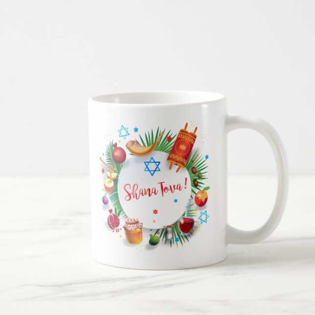 Mug Joyeux Rosh Hashanah Juif Nouvel An Miel & Pomme (Droite)