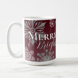 Mug Joyeux rouge et flocon de neige brillant Noël