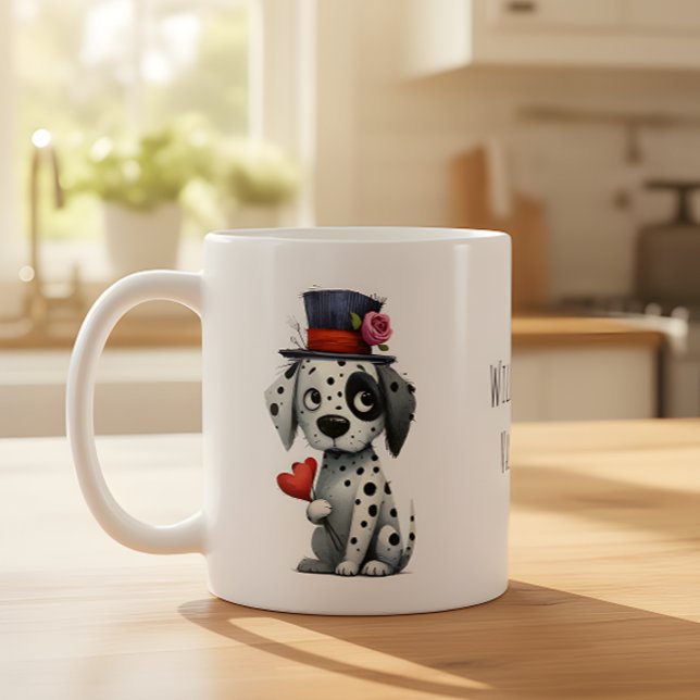 Mug Joyeux Saint-Valentin Charismatique Chien Noir et  (Créateur téléchargé)