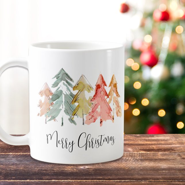 Mug Joyeux sapin de Noël Aquarelles vacances (Créateur téléchargé)