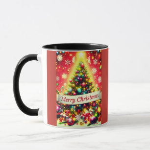 Mug "Joyeux sapin de Noël avec ornements colorés