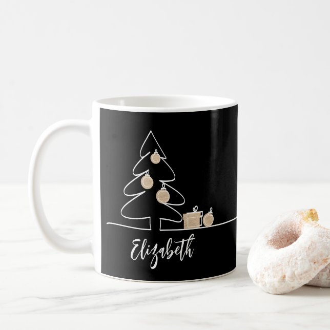 Mug Joyeux sapin de Noël en noir (Avec donut)