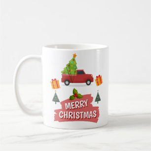 Mug Joyeux sapin de Noël sur voiture Camion Rouge