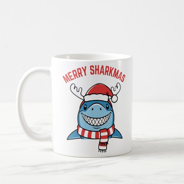 Mug Joyeux Sharkmas Drôle de Noël Shark (Gauche)