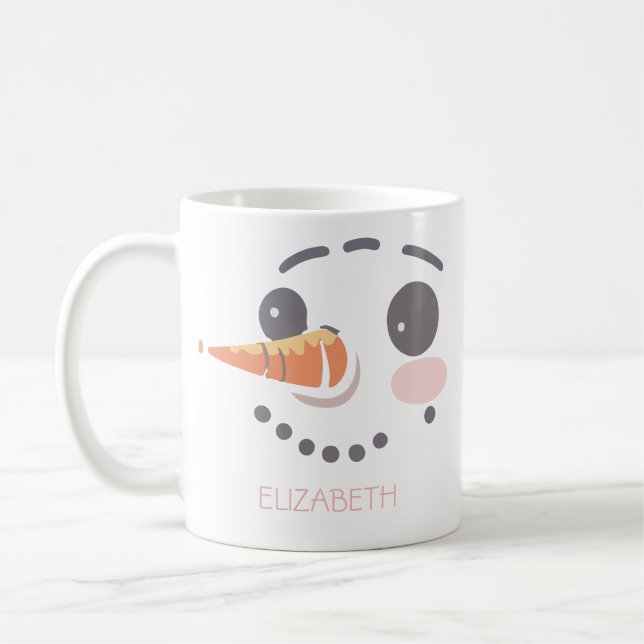 Mug Joyeux Snowman visage cadeau personnalisé (Gauche)