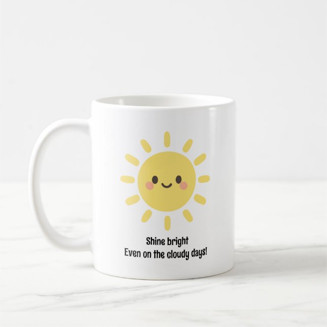 Mug Joyeux soleil jaune avec un visage souriant (Gauche)