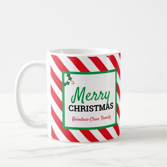 Mug Joyeux Sucre de canne de Noël et ton nom (Gauche)
