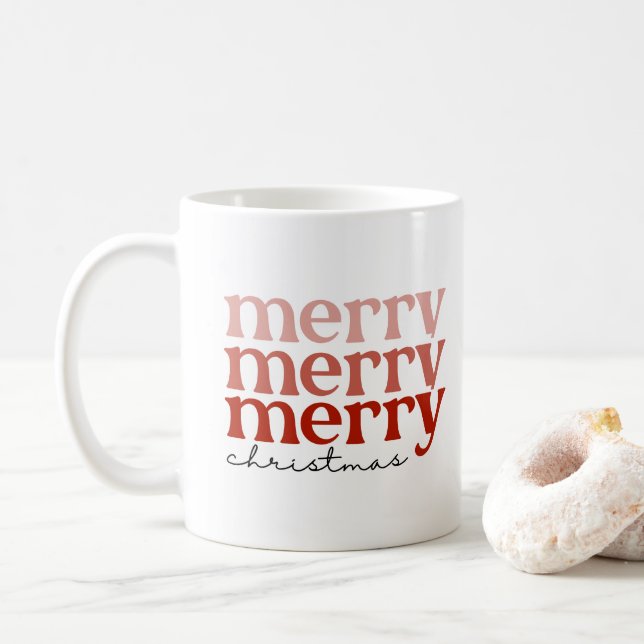 Mug Joyeux texte de Noël Salutation rouge et blanc (Avec donut)