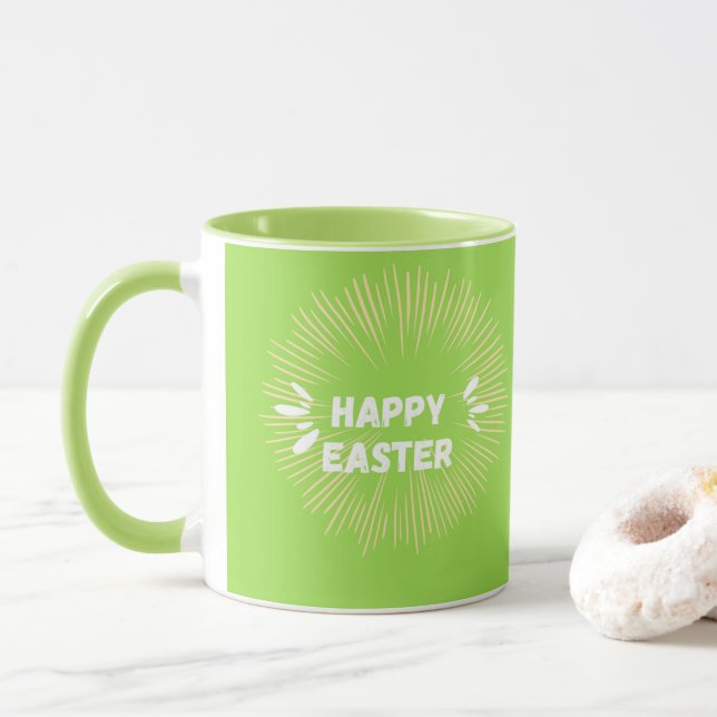 Mug Joyeux texte de Pâques sur vert (Avec donut)