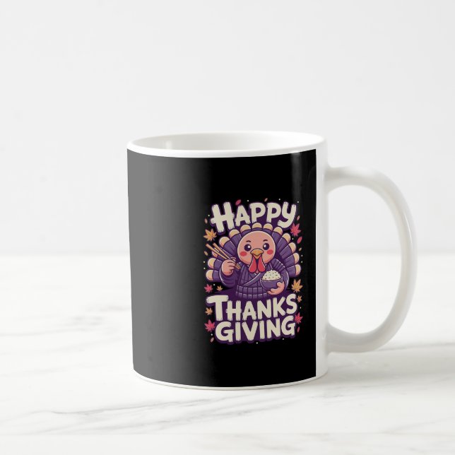 Mug Joyeux Thanksgiving Dinde Mignonne Avec Riz Japona (Droite)